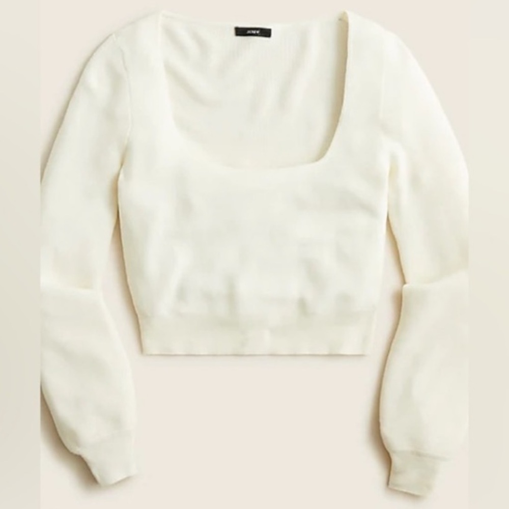 100% Wool J crew Cropped square neck sweater
